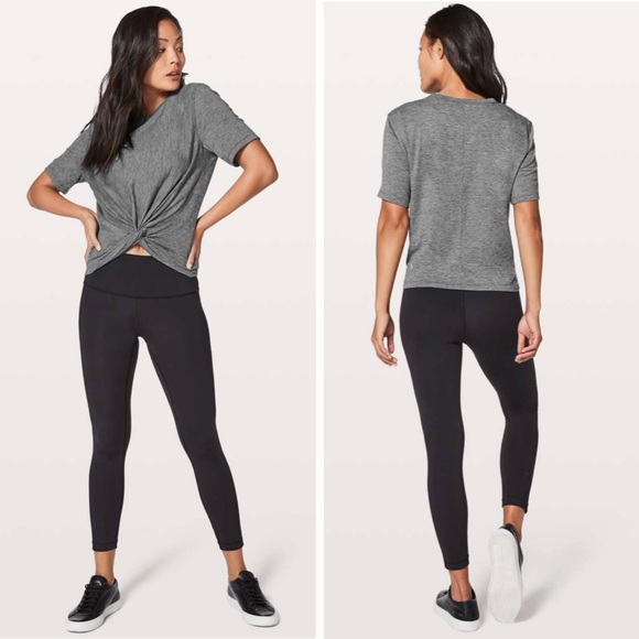 Lululemon Crescent Tee Silver in Heathered Black - Picture 2 of 10
